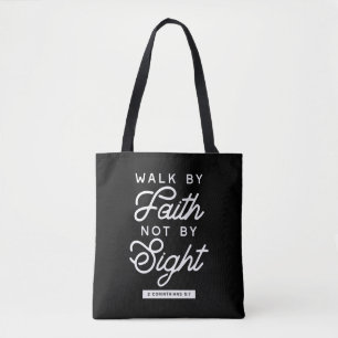 Tote Bag "Marcher par la foi" Bible Verse Typographie Desig