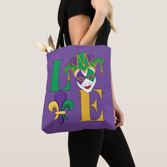 Tote Bag Mardi Gras Carnaval Jester Mask (De près)