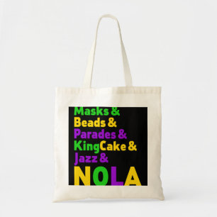 Tote Bag Mardi Gras Carnival Masques perles Jazz Parade Kin