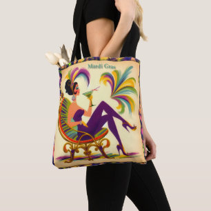 Tote Bag Mardi Gras Femme Au Milieu Du Siècle Avec Martini