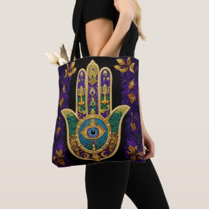 Tote Bag Mardi Gras Gold violet vert Hamsas Art