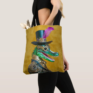 Tote Bag Mardi Gras Steampunk Party Animal Alligator