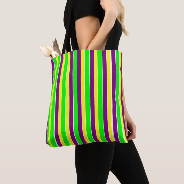 Tote Bag Mardi Gras Stripes (De près)