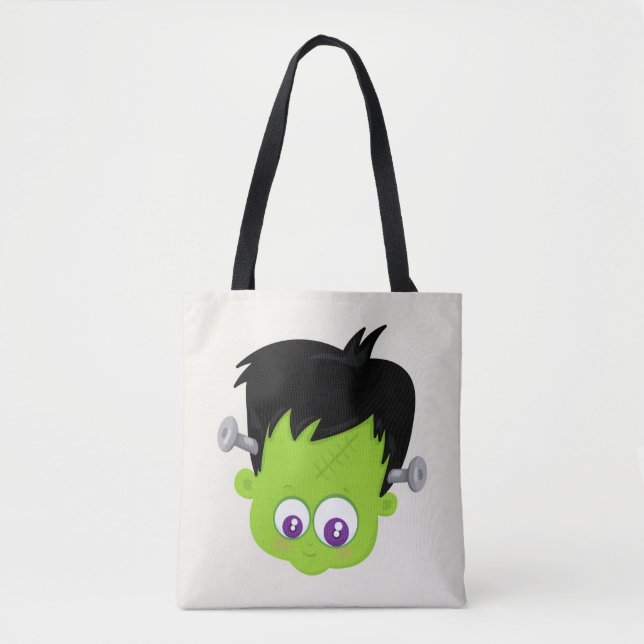 Tote Bag Mare Green Frankenstein Monster face Halloween (Devant)