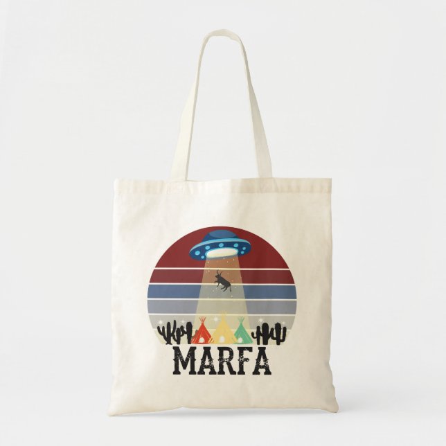 Tote Bag Marfa Texas Ghost Lights Festival UFO Cow (Devant)