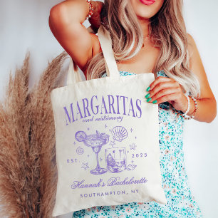 Tote Bag Margaritas modernes rétro et Bach strié de mariage