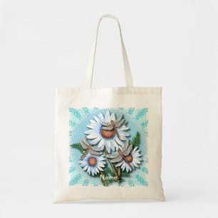 Tote Bag Marguerites bleues libellules