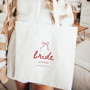 Tote Bag Mariage à l'arc moderne Script Coquette Nom de la