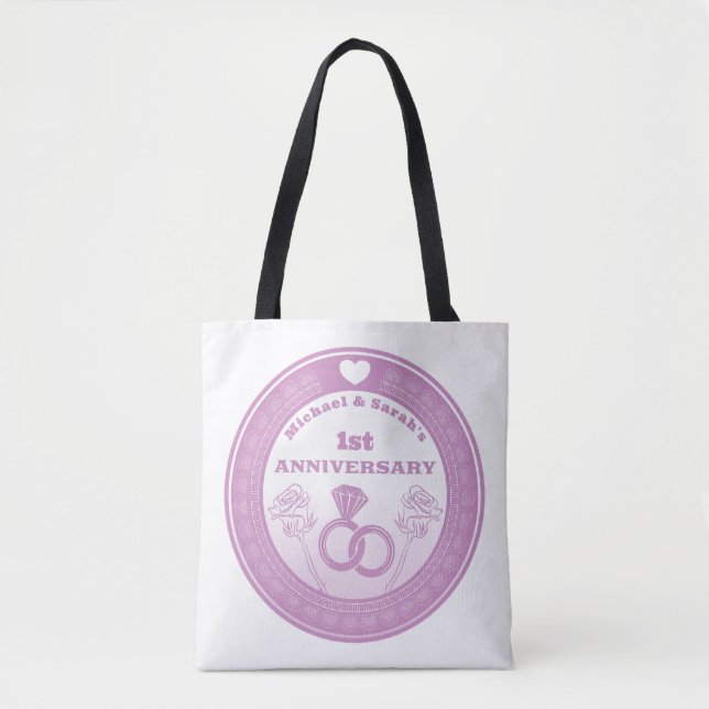 Tote Bag Mariage anniversaire dentelle look changer l'année (Devant)