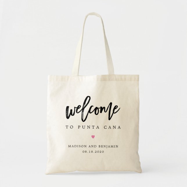 Tote Bag Mariage Bienvenue COULEUR MODIFIÉE Charme brossé B (Devant)
