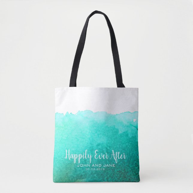 Tote Bag Mariage bridesmaid cadeau plage mariage bleu turqu (Devant)