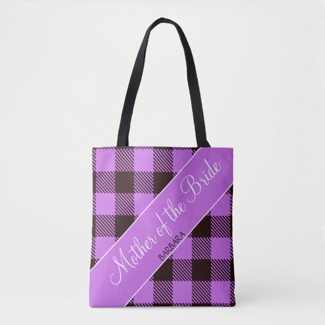 Tote Bag Mariage Cadeau Orchidée Tartan Mère De La Mariée (Devant)