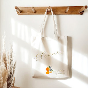 Tote Bag Mariage Citron Orange Aquarelle Personnalisé Brunc