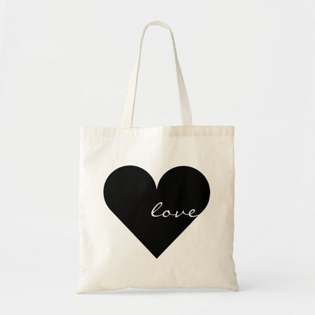 Tote Bag Mariage d'amour du coeur noir (Devant)