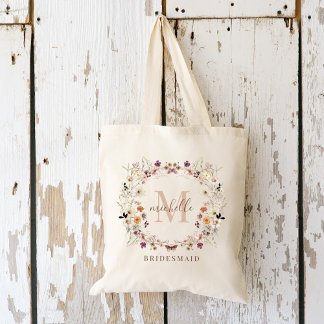 Tote Bag Mariage de automne fleur sauvage Bridesmaid Nom Sa