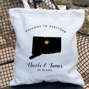 Tote Bag Mariage de bienvenue Connecticut Map Fourre-tout,