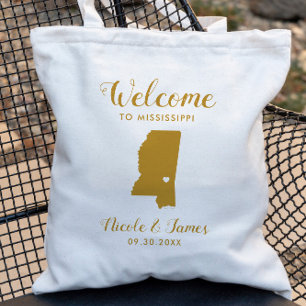 Tote Bag Mariage de bienvenue de la carte Mississippi, Or