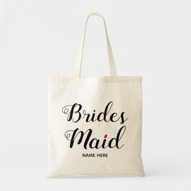 Tote Bag Mariage de calligraphie de Bridesmaid (Devant)