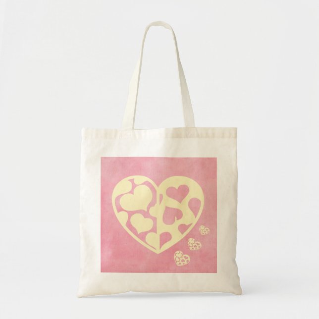 Tote Bag Mariage de coeur rose jaune (Devant)