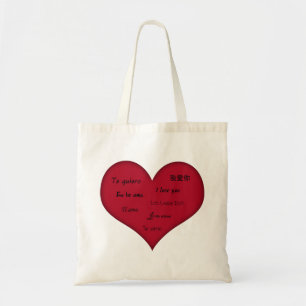 Tote Bag Mariage de coeur rouge multilingue