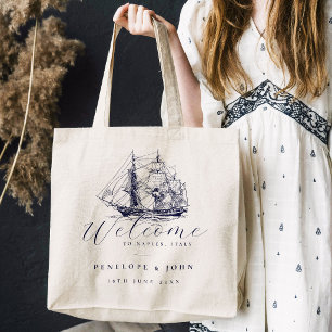 Tote Bag Mariage de destination élégant vintage navire naut