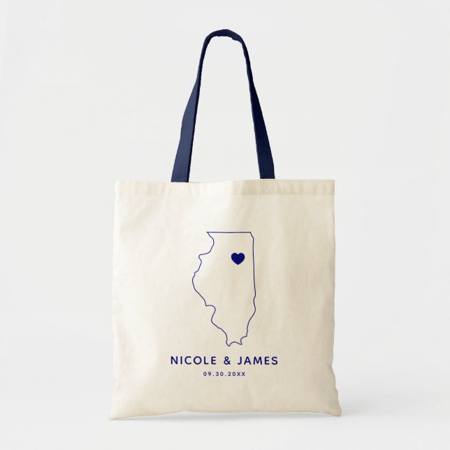 Tote Bag Mariage de l'Illinois Welcome Bag Fourre-tout, Nav (Devant)