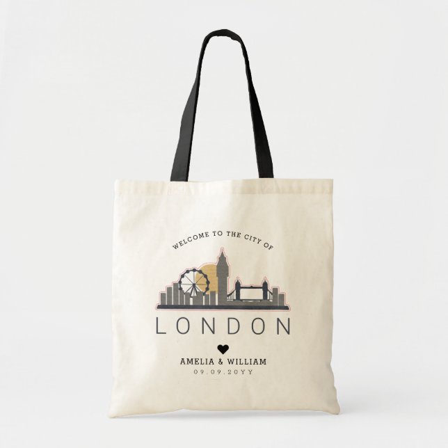 Tote Bag Mariage de Londres | Skyline stylisée (Devant)