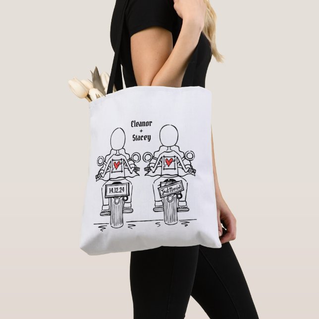 Tote Bag Mariage de motocyclette de deux mariées (De près)