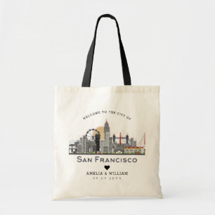 Tote Bag Mariage de San Francisco   Skyline stylisée