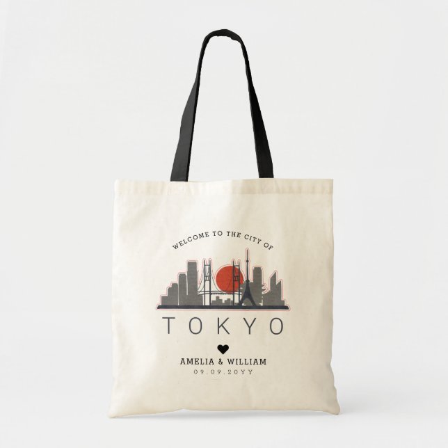 Tote Bag Mariage de Tokyo | Skyline stylisée (Devant)