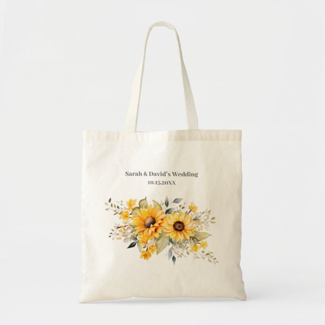 Tote Bag Mariage de tournesol rustique (Devant)