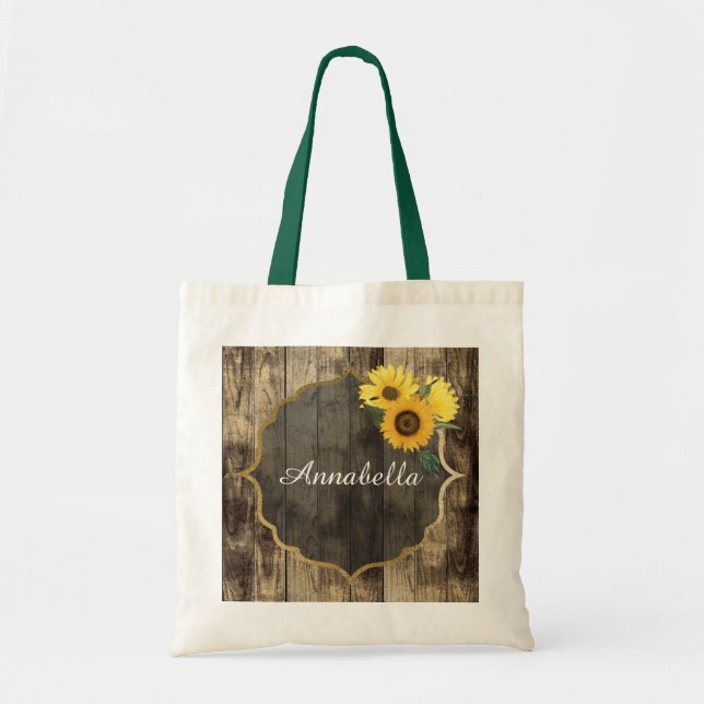 Tote Bag Mariage de tournesol rustique ajouter nom (Devant)