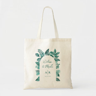 Tote Bag Mariage de verdure turquoise Bienvenue Hôtel Invit
