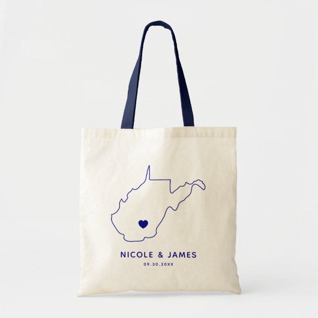 Tote Bag Mariage de Virginie de l'Ouest Welcome Bag Map Fou (Devant)