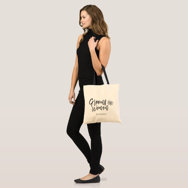 Tote Bag Mariage d'écriture de manuscrit de GroomsWoman | (Devant (modèle))