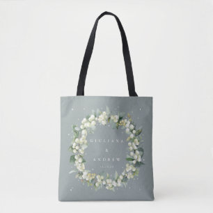 Tote Bag Mariage d'hiver au vert Seafoam + Eucalyptus