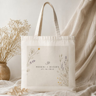 Tote Bag Mariage Élégant aux Fleurs Sauvages