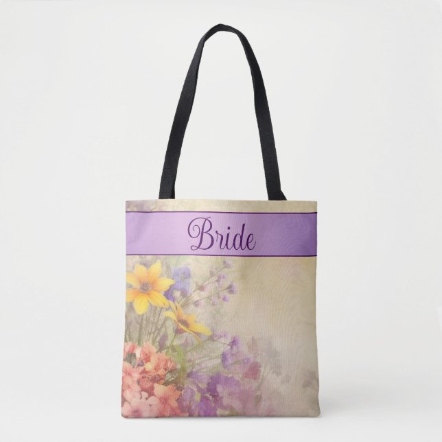 Tote Bag Mariage Fleur sauvage romantique (Devant)