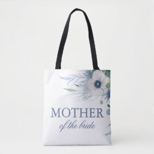 Tote Bag Mariage Fleurs de Greenery Bleu Poussiéreux et d'A