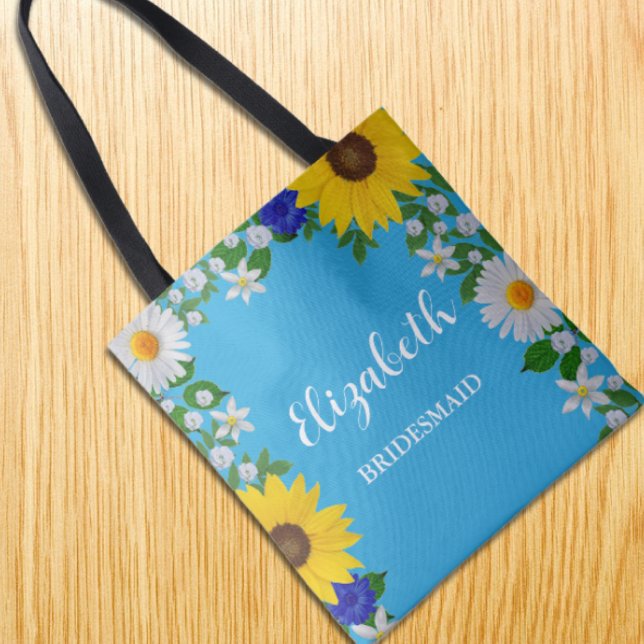 Tote Bag Mariage Floral bleu ciel d'été (Créateur téléchargé)