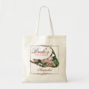 Tote Bag Mariage floral de Nantucket de l'entourage de la