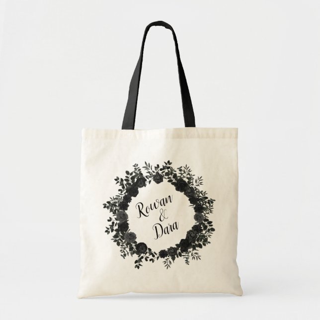 Tote Bag Mariage gothique Rose blanc et noir Gift Fourre-to (Devant)