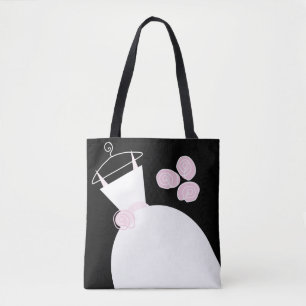 Tote Bag Mariage Gown Pink Bridesmaid noir pastel texte