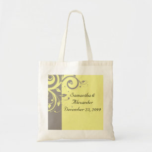 Tote Bag Mariage jaune et gris moderne de remous