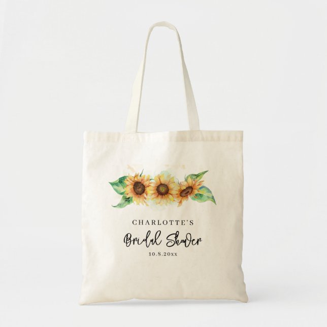 Tote Bag Mariage moderne avec tournesol floral aquarelle (Devant)
