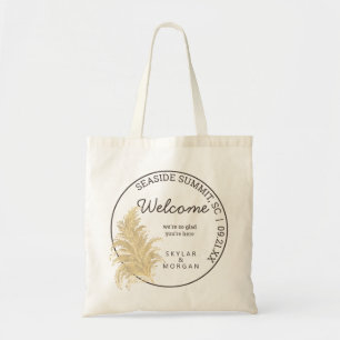 Tote Bag Mariage Pampas Tan Grass Sur Blanc Chic Accueil