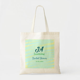 Tote Bag Mariage pastel aquarelle bleu vert nom da