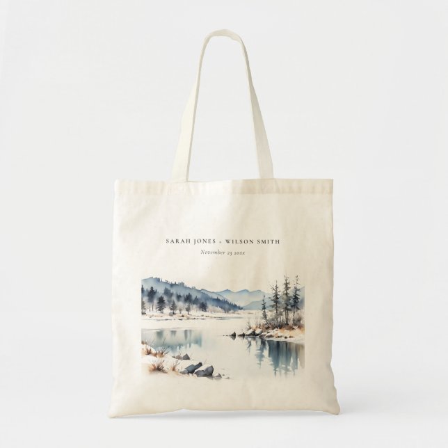 Tote Bag Mariage paysager du lac de la neige d'hiver (Devant)