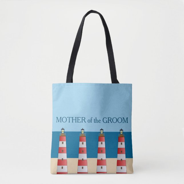 Tote Bag Mariage plage Mère Groom phares sable mer. (Devant)
