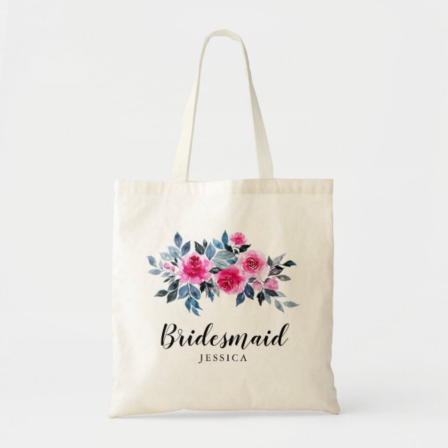 Tote Bag Mariage Rose d'aquarelle Bridesmaid (Devant)
